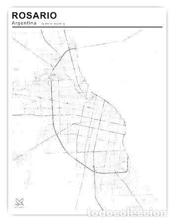 Mapas contempor&aacute;neos: mapa ciudad de rosario blanco y negro 80cmx61cm