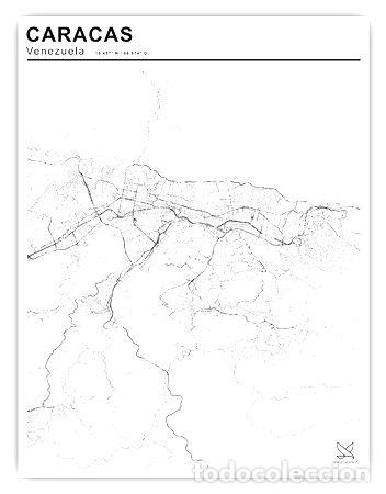 Mapas contempor&aacute;neos: mapa ciudad de caracas blanco y negro 80cmx61cm