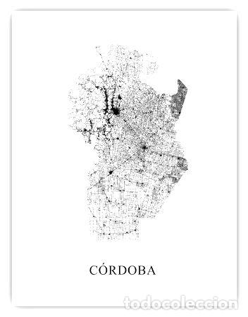 Mappe contemporanee: mapa provincia de cordoba blanco y negro 80cmx61cm