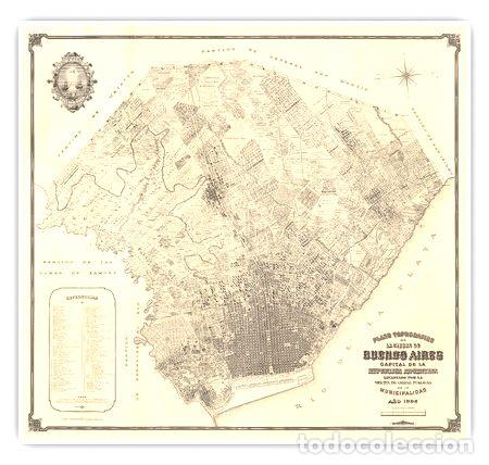 Mappe contemporanee: mapa ciudad buenos aires ano 1895 66cmx61cm