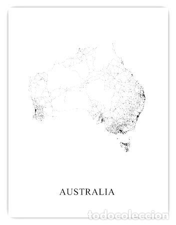 Mapas contempor&acirc;neos: mapa australia blanco y negro 80cmx61cm