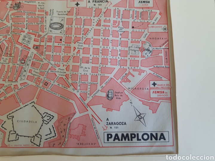 Mapas contempor&aacute;neos: Mapa plano vintage de Pamplona - Foto 3