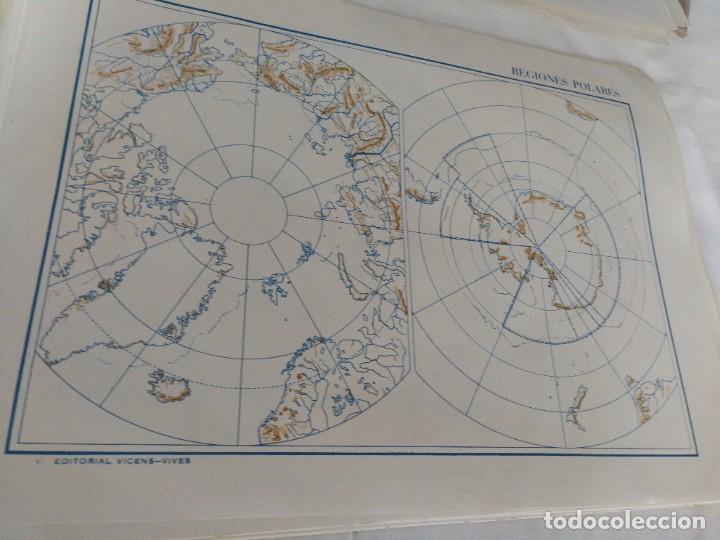 Mapas contempor&aacute;neos: ANTIGUO MAPA MUDO 1965,VICENS VIVES, REGIONES POLARES, SIN USO.