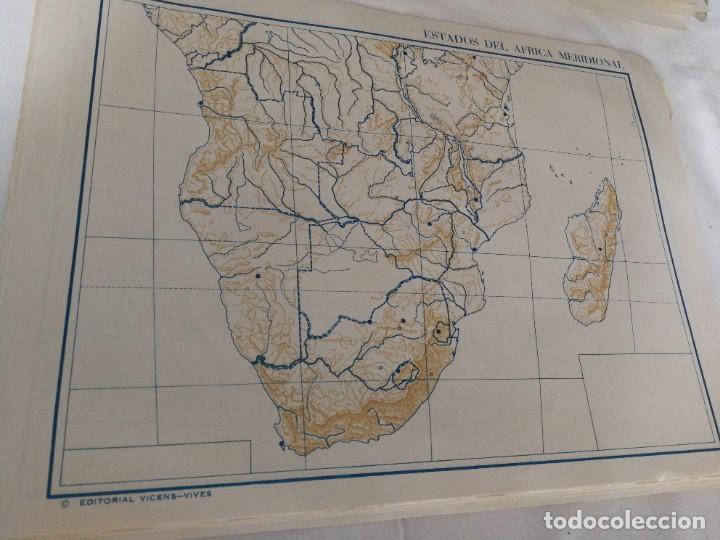Mapas contempor&acirc;neos: ANTIGUO MAPA MUDO 1965,VICENS VIVES, AFRICA MERIDIONAL SIN USO.