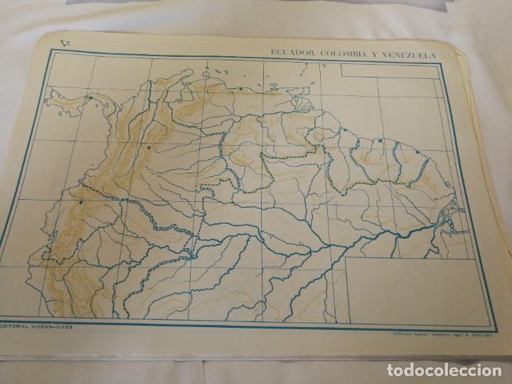 Mapas contempor&aacute;neos: ANTIGUO MAPA MUDO 1965,VICENS VIVES, ECUADOR, COLOMBIA, VENEZUELASIN USO.