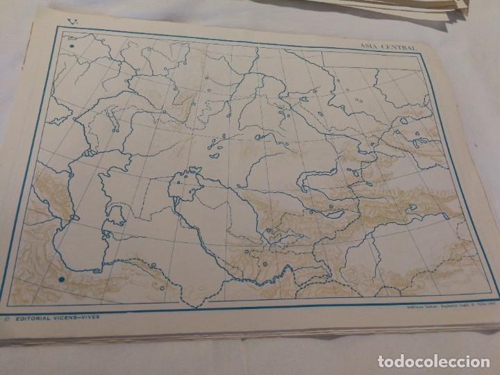 Mapas contempor&aacute;neos: ANTIGUO MAPA MUDO 1965,VICENS VIVES,ASIA CENTRAL SIN USO.