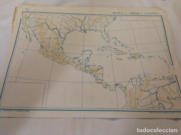 Mapas contempor&aacute;neos: ANTIGUO MAPA MUDO 1965,VICENS VIVES, MEJICO Y AMERICA CENTRAL SIN USO.