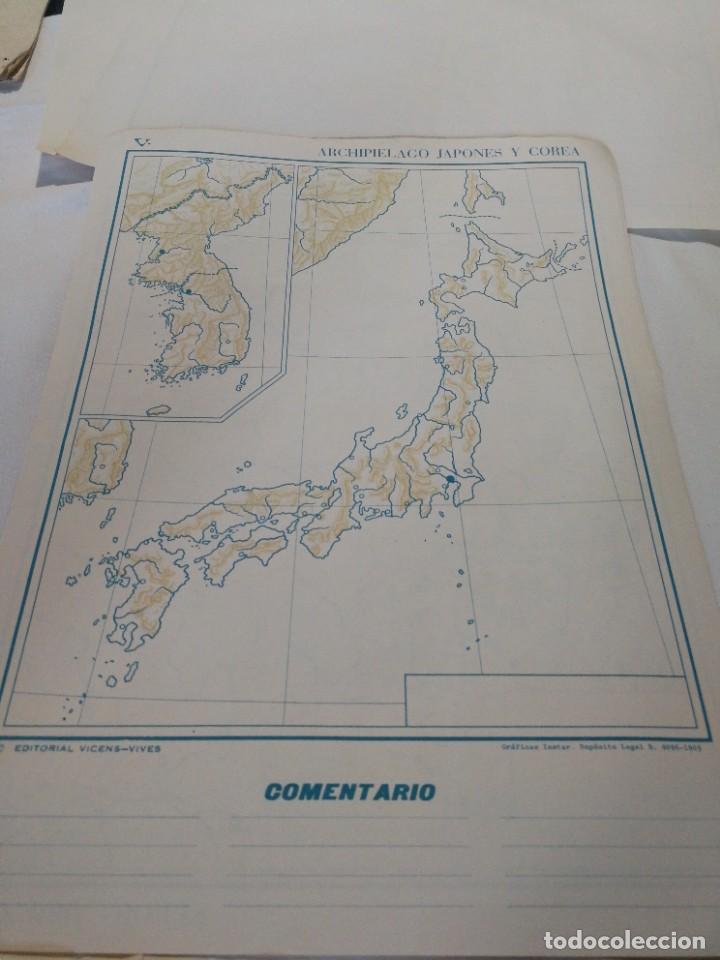 Mapas contempor&aacute;neos: ANTIGUO MAPA MUDO 1965,VICENS VIVES, ARCHIPI&Eacute;LAGO JAPON&Eacute;S Y COREA SIN USO.