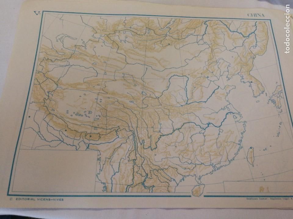 Mapas contempor&aacute;neos: ANTIGUO MAPA MUDO 1965,VICENS VIVES, CHINA SIN USO.