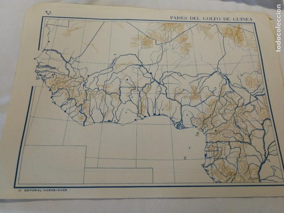 Mapas contempor&aacute;neos: ANTIGUO MAPA MUDO 1965,VICENS VIVES, PA&Iacute;SES GOLFO GUINEA SIN USO.