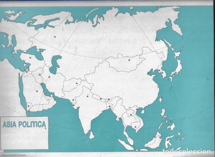 Mapas contempor&aacute;neos: LOTE DE CINCO MAPAS MUDOS ESCOLARES IGUALES - SALVATELLA - ASIA POLITI