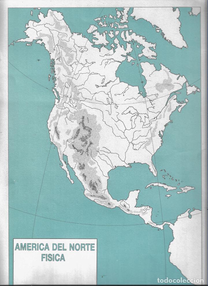 Mapas contempor&aacute;neos: LOTE DE CINCO MAPAS MUDOS ESCOLARES IGUALES - SALVATELLA - AMERICA DEL NORTE FISICA