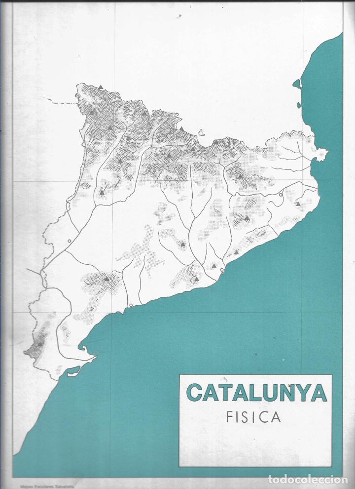 Mapas contempor&aacute;neos: LOTE DE CINCO MAPAS MUDOS ESCOLARES IGUALES - SALVATELLA - CATALUNYA FISICA