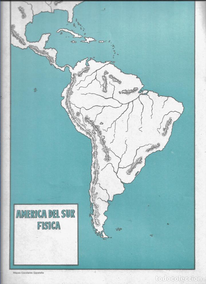 Mapas contempor&aacute;neos: LOTE DE CINCO MAPAS MUDOS ESCOLARES IGUALES - SALVATELLA - AMERICA DEL SUR FISICA