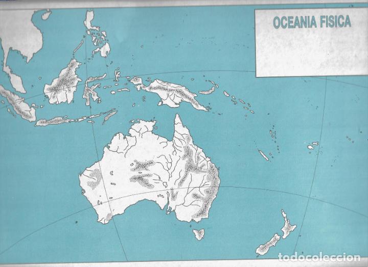 Mapas contempor&aacute;neos: LOTE DE CINCO MAPAS MUDOS ESCOLARES IGUALES - SALVATELLA - OCEANIA FISICA