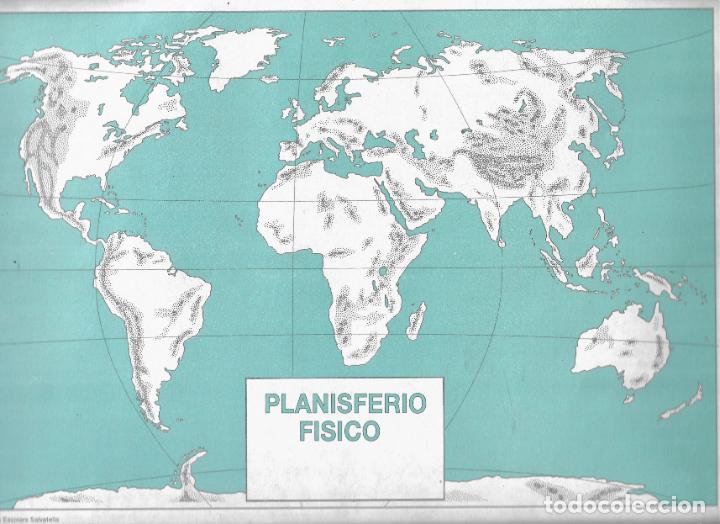 Mapas contempor&aacute;neos: LOTE DE CINCO MAPAS MUDOS ESCOLARES IGUALES - SALVATELLA - PLANISFERIO FISICO`