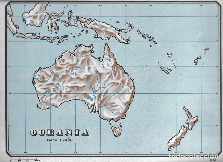 Mapas contempor&aacute;neos: lOTE DE CINCO MAPAS MUDOS ESCOLARES IGUALES - iv - OCEANIA FISICA