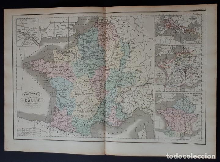 Mapas contempor&acirc;neos: MAPA- ATLAS DELAMARCHE. GAULE. LITOGRAF&Iacute;A EN COLOR. 1883- (47,5 X 33CM)