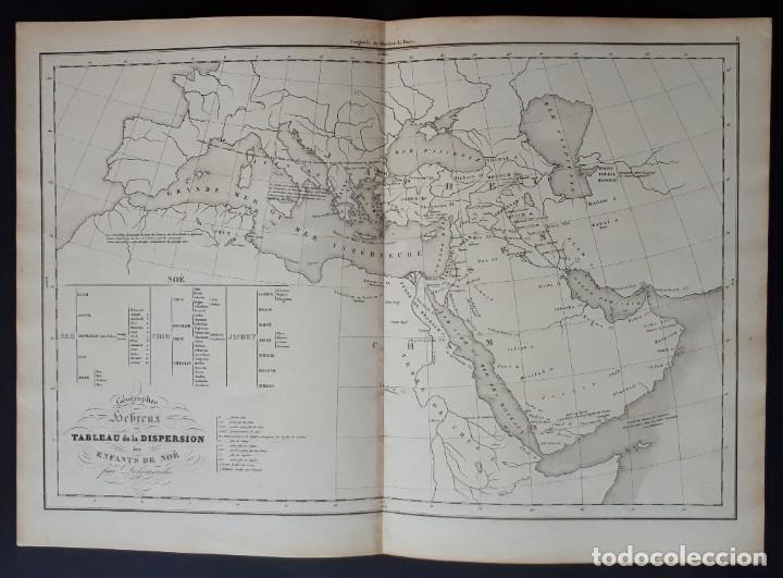 Mapas contempor&acirc;neos: MAPA- ATLAS DELAMARCHE. TABLEAU DE LA DISPERSION DES ENFANTS DE NO&Eacute;. LITOGRAF&Iacute;A- 1883 (46,5 X 33CM)