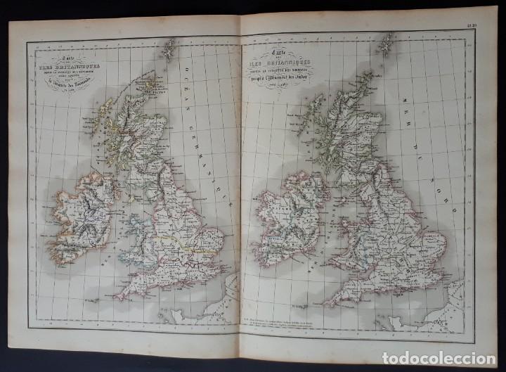 Mapas contempor&acirc;neos: MAPA- CARTE DES ILES BRITANNIQUES. LA CONQU&Egrave;TE DES NORMANDS. LITOGRAF&Iacute;A EN COLOR- 1883 (47,5 X 33CM)