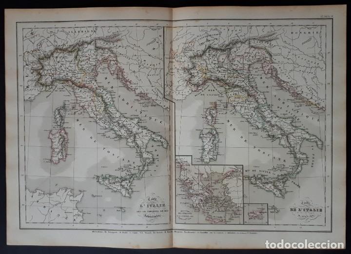 Contemporary maps: MAPA- CARTE DE L'ITALIE SOUS LES EMPEREURS SOUABES. LITOGRAF&Iacute;A EN COLOR- 1883 (47 X 33CM)