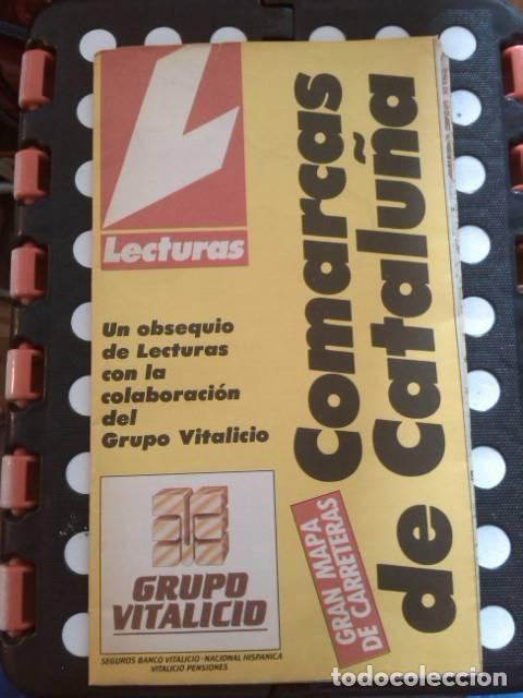 Mapas contempor&acirc;neos: Comarcas de Catalu&ntilde;a. Gran mapa de carreteras. Lecturas. Mapa Vintage de Catalu&ntilde;a.