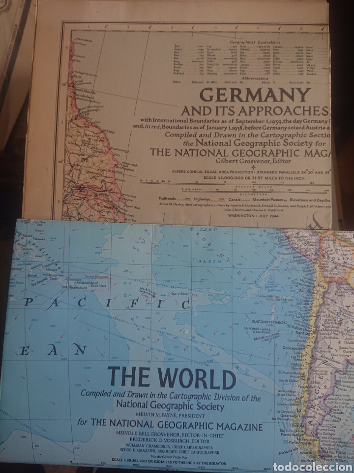 Mapas contempor&aacute;neos: SUPER LOTE 24 MAPAS THE NATIONAL GEOGRAPHIC MAGAZINE AŃOS 40 VER FOTOS