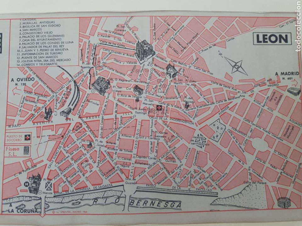 Mapas contempor&aacute;neos: Mapa plano vintage Leon - Foto 2