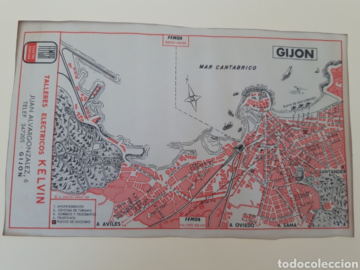 Mapas contempor&aacute;neos: Mapa plano vintage Gij&oacute;n - Foto 1