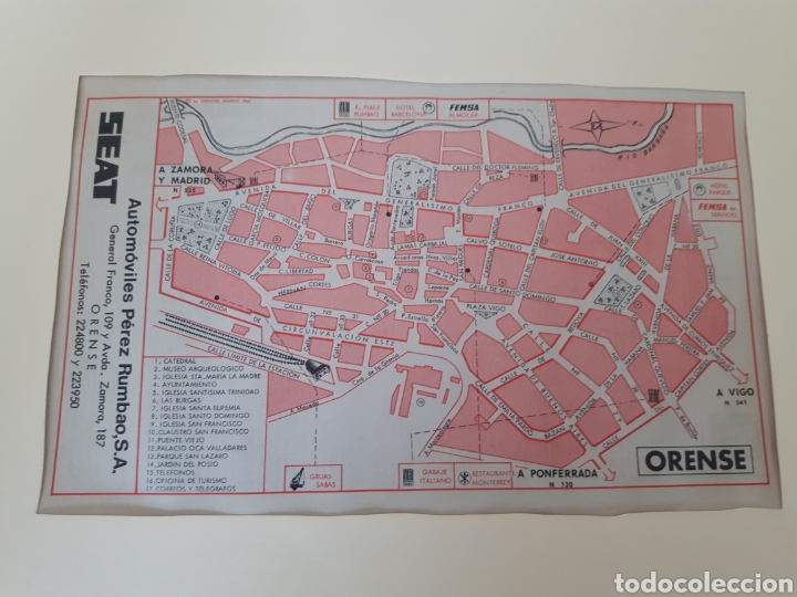 Mapas contempor&aacute;neos: Mapa plano vintage Orense - Foto 1