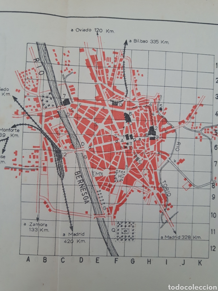 Mapas contempor&aacute;neos: Mapa plano vintage 50s Le&oacute;n - Foto 2