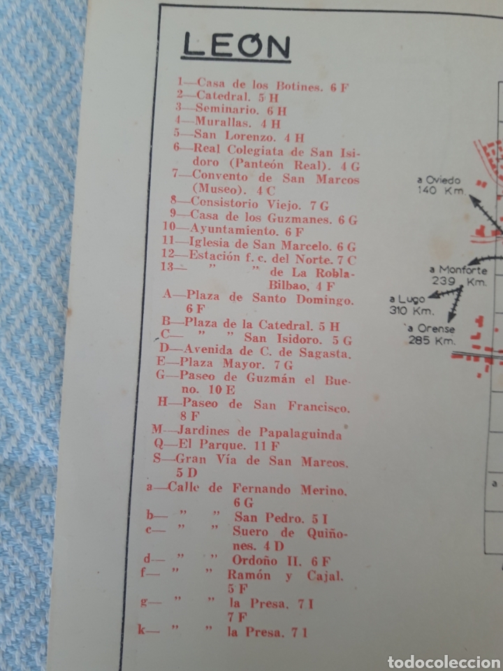 Mapas contempor&aacute;neos: Mapa plano vintage 50s Le&oacute;n - Foto 3