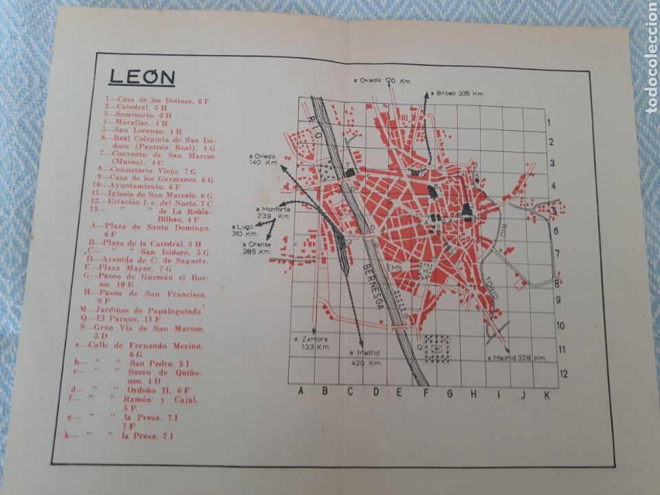 Mapas contempor&aacute;neos: Mapa plano vintage 50s Le&oacute;n - Foto 1