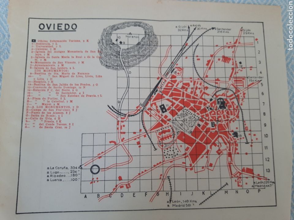 Mapas contempor&acirc;neos: Mapa plano vintage 50's Oviedo
