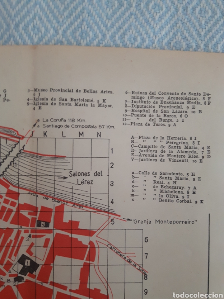 Mapas contempor&aacute;neos: Mapa vintage 50s Pontevedra - Foto 3