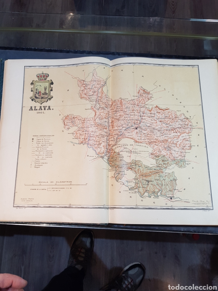 Mapas contempor&aacute;neos: Antiguo plano &Aacute;lava 1901 Vitoria Pa&iacute;s Vasco 37cm por 51 cm