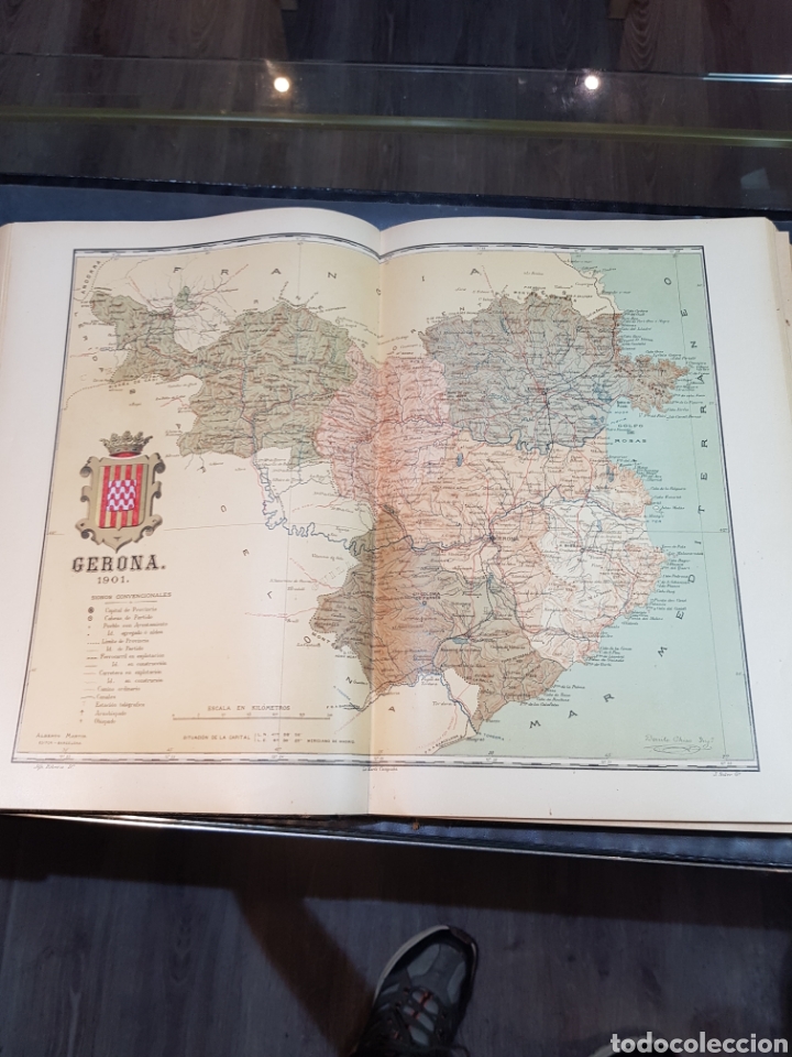 Mapas contempor&aacute;neos: Antiguo plano de Gerona a&ntilde;o 1901 medidas 37 x 51