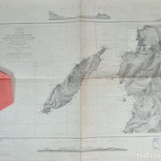 Mapas contemporáneos: MAPA COSTERO. PLANO DE LOS CANALES DE DRAGONERA Y MALLORCA. ISLAS BALEARES. 1892.