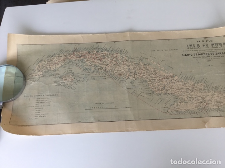 Mapas contempor&aacute;neos: Mapa de Cuba de 1895, medidas 64 x 28 cm