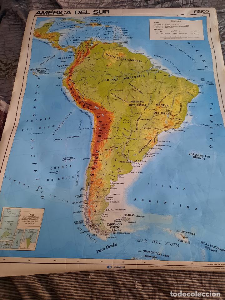 Zeitgen&ouml;ssische Karten: MAPA AM&Eacute;RICA POL&Iacute;TICO. AM&Eacute;RICA GEOGR&Aacute;FICO. EDIGOL. TIENE ROTURA EN UN LADO. VER FOTO