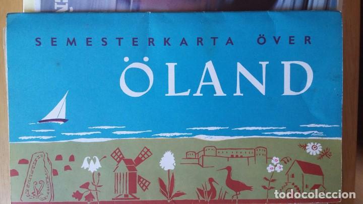 Zeitgen&ouml;ssische Karten: Mapa desplegable Isla Oland Suecia Sverige a&ntilde;os 60