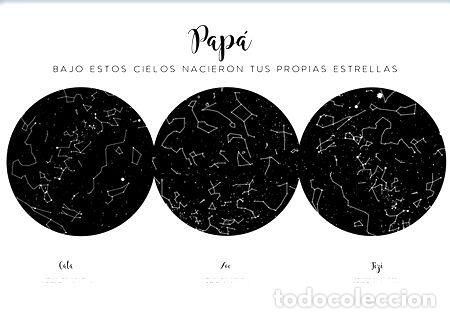 Mapas contempor&acirc;neos: mapa de estrellas dia del padre personalizado 3 hijosas
