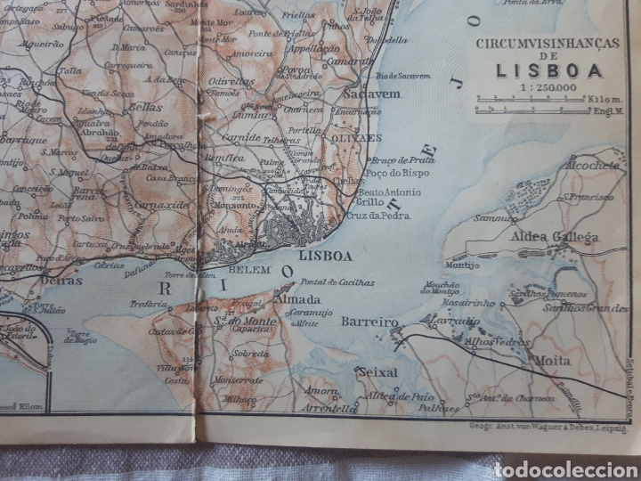 Mapas contempor&aacute;neos: Plano mapa de Lisboa 1908 Portugal - Foto 3