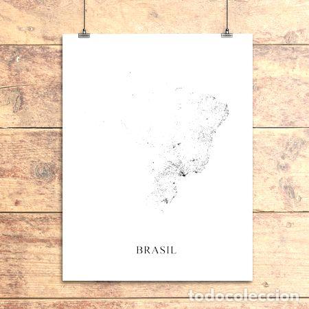 Mapas contempor&acirc;neos: mapa brasil blanco y negro 80cmx61cm