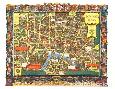 Mapas contempor&acirc;neos: mapa londres pictorico para enmarcar a color lamina 46x65cm