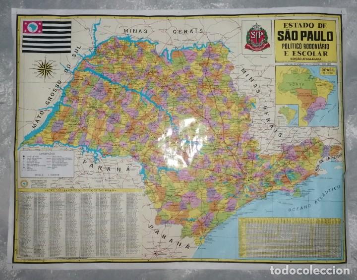 Contemporary maps: MAPA POL&Iacute;TICO VIAL Y ESCOLAR DEL ESTADO DE SAO PAULO EN BRASIL (Escala 1:830.000)