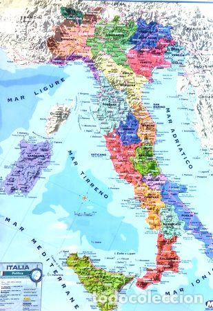 Mapas contempor&aacute;neos: mapa de italia 84 x 59 cm varillado simple faz