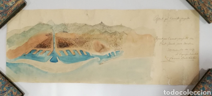 Mapas contempor&acirc;neos: Plano acuarela Avant projecte port de Barcelona a&ntilde;o 1927