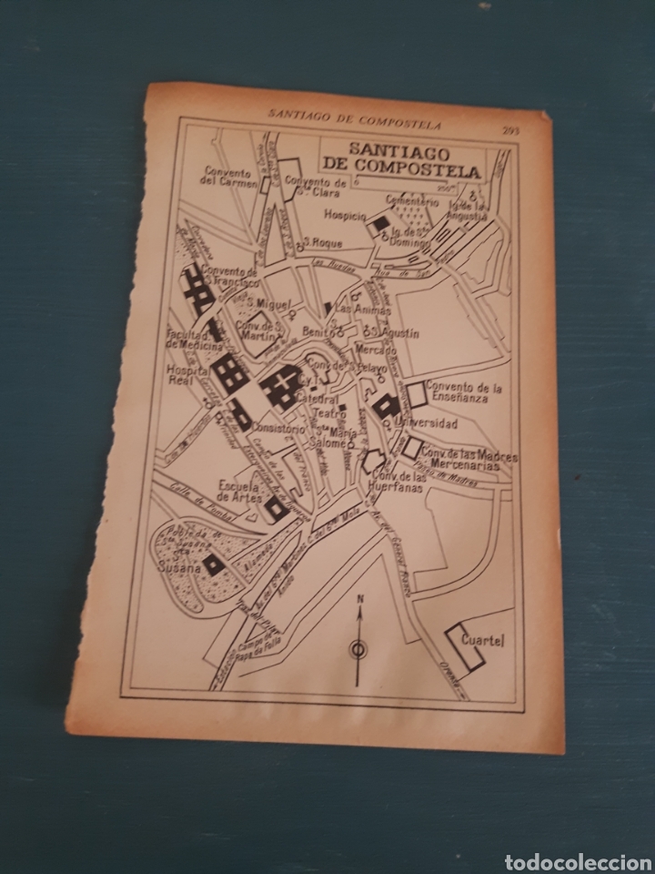 Mappe contemporanee: Santiago de Compostela mapa/plano 1953 edicion inglesa