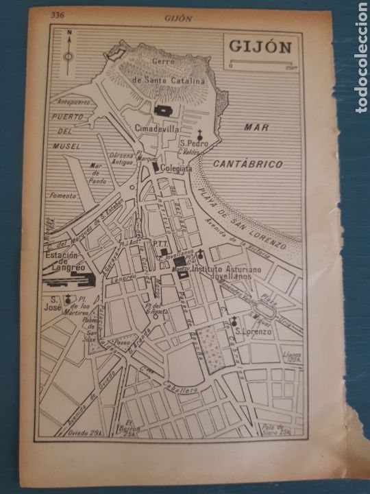 Mapas contempor&aacute;neos: Gijon mapa/plano 1953 edicion inglesa - Foto 1